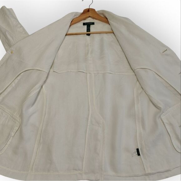 VTG Ralph Lauren 100% Linen White Cream Blazer Gold tone buttons size L - Picture 5 of 9